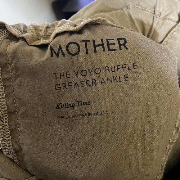 Mother The Yoyo Ruffle Greaser Ankle Tan Khaki Pants Paper Bag Waist Size 34 - Picture 12 of 16